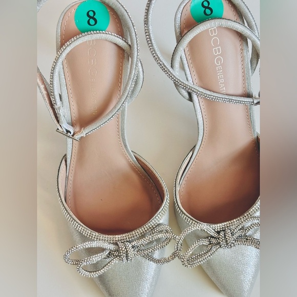 BCBG diamond sparkle bow satin heel pumps - Picture 3 of 8